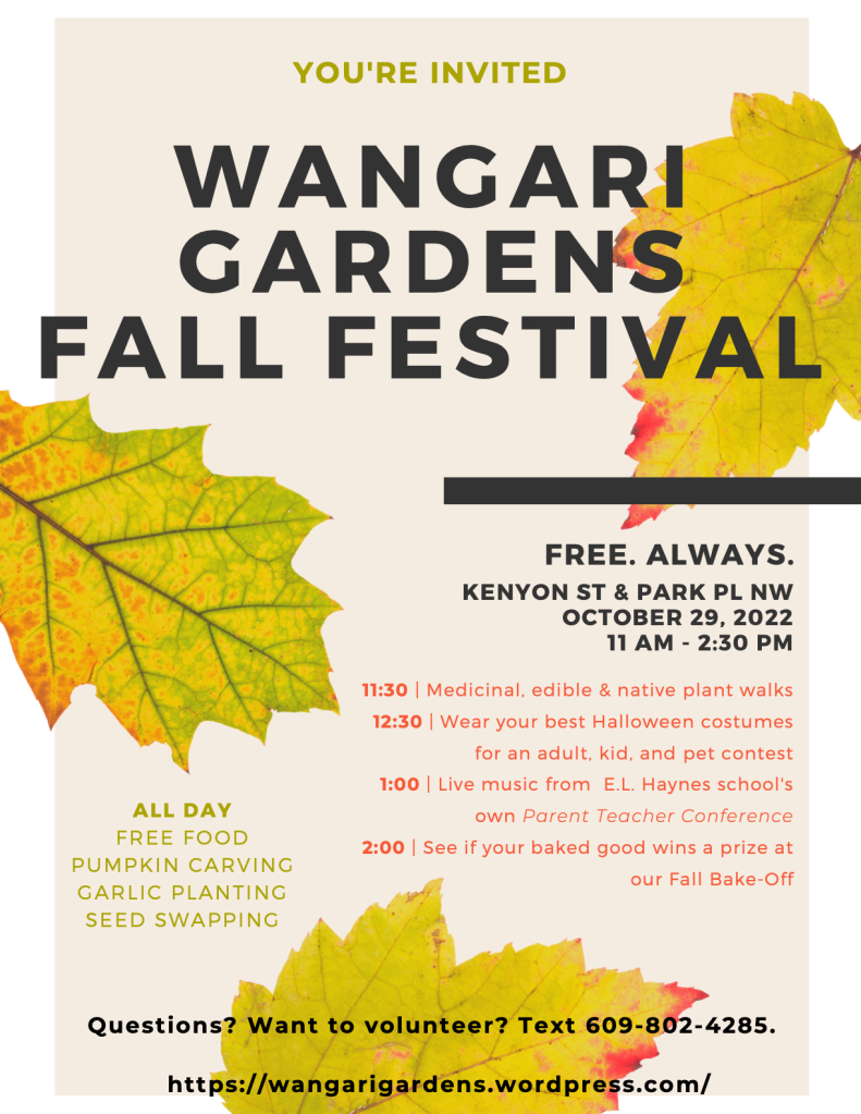 Wangari Gardens Fall Festival flyer